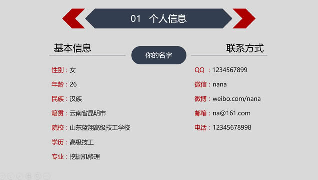 中肯简约高效阅读个人简历ppt模板,主题模板 - 本站