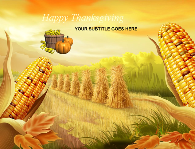 Happy Thanksgiving南瓜玉米食物主题感恩节ppt模板（3套）