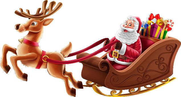 圣诞老人驾着鹿车免扣png图片